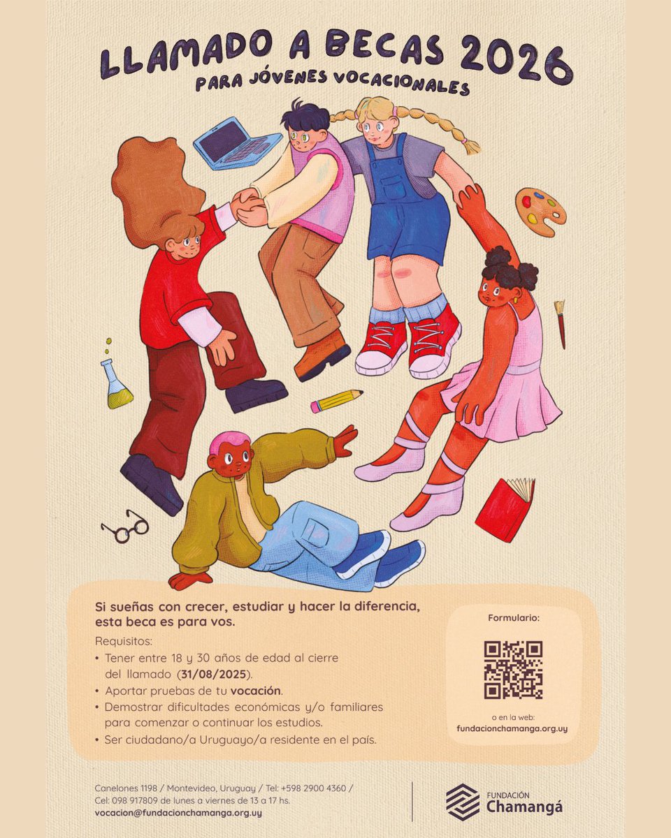 ⚠️⚠️ Fundación Chamangá: becas para jóvenes vocacionales 2026

📆 Las inscripciones se realizan hasta el 31 de agosto de 2025.

🔗 Más información:
fvet.edu.uy/fundacion-cham…