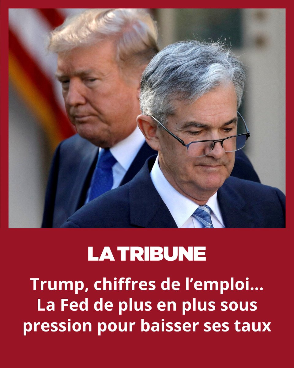 🏦 🇺🇸 La Fed pourrait enfin baisser ses taux en septembre. Une nouvelle due davantage aux chiffres de l’emploi qu’à la pression exercée par Donald Trump sur l’institution et son président depuis des mois.

✍️ Par <a href="/MargotRuault/">Ruault Margot</a>

➡️ À lire ici : l.latribune.fr/9i3