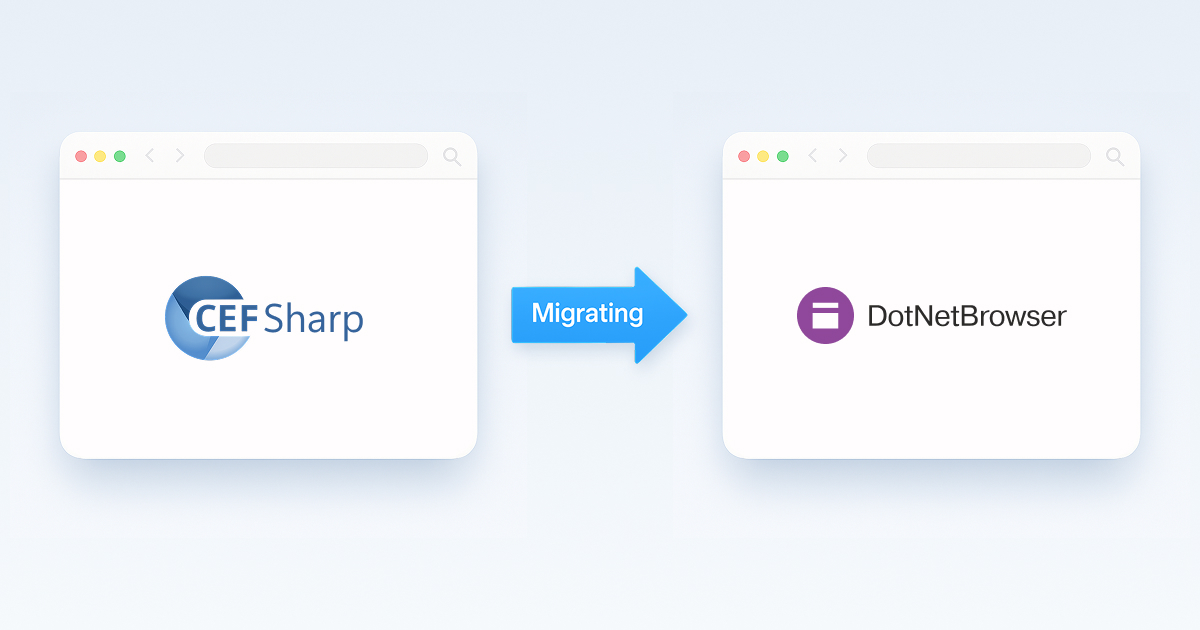 DotNetBrowser's tweet image. 🔄 Migrating from #CefSharp to #DotNetBrowser?
In this new post, we break down the CefSharp-to-DotNetBrowser migration steps, maintaining consistent app behaviour throughout.
📄 Read the full article: bit.ly/40OtlTk