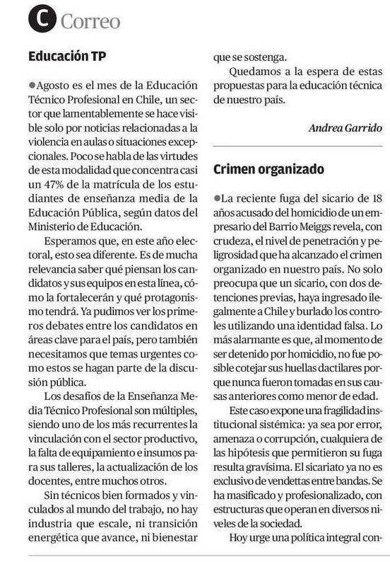 Fundación Chile Dual (@chiledual) on Twitter photo "Un llamado a los candidatos presidenciales"
Medios como <a href="/mercurioafta/">El Mercurio de Antofagasta</a>, El Austral de la #Araucanía y otros han publicado nuestra carta abierta a los candidatos.
¿qué piensan sobre educación TP?
Lee la carta en👇👇 "Un llamado a los candidatos presidenciales"
Medios como <a href="/mercurioafta/">El Mercurio de Antofagasta</a>, El Austral de la #Araucanía y otros han publicado nuestra carta abierta a los candidatos.
¿qué piensan sobre educación TP?
Lee la carta en👇👇