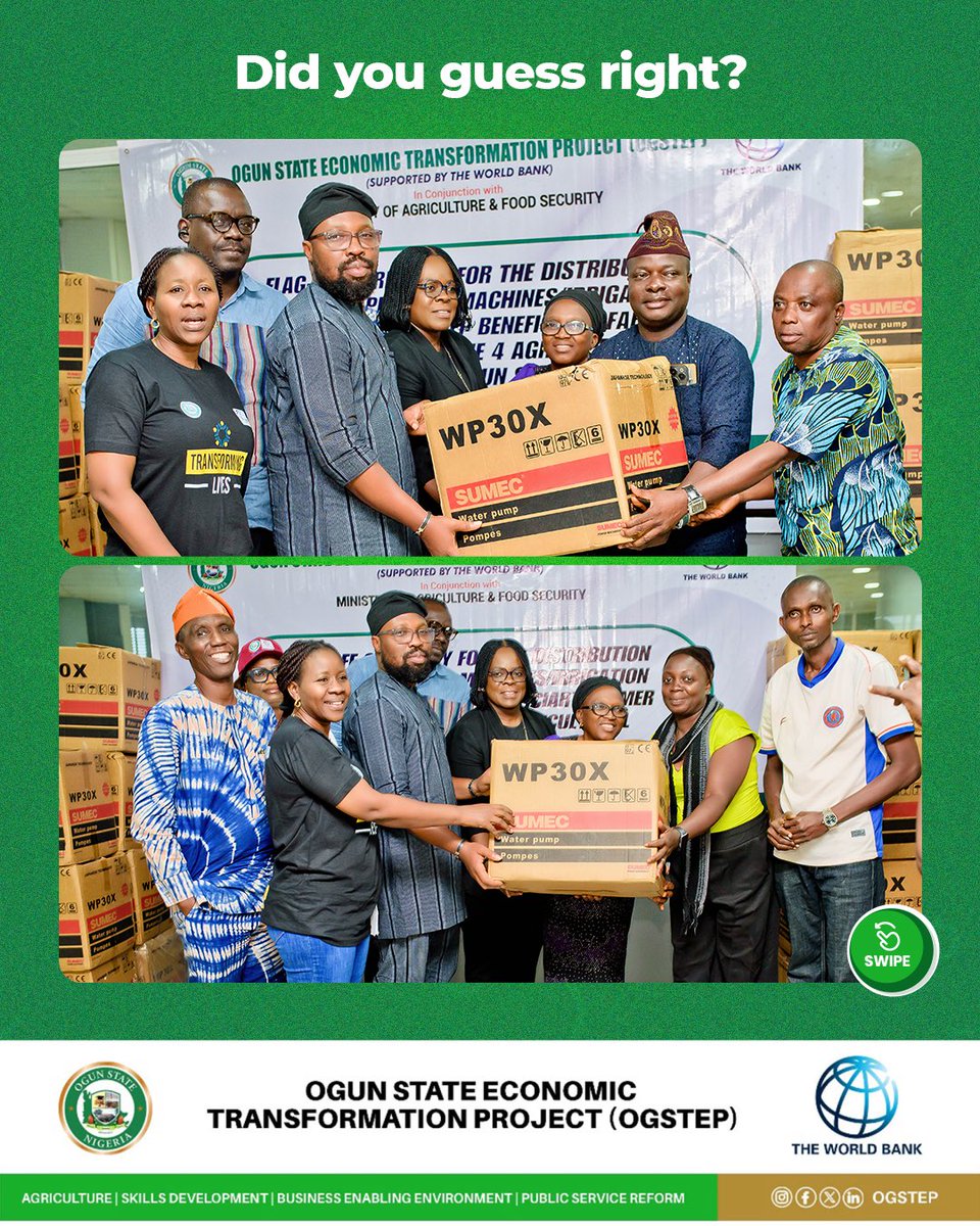 ogstep2020's tweet image. Since most farmers in Ogun shared the same struggle of unreliable rainfall, we provided the solution of reliable water pumps and irrigation equipment.

#OGSTEP #OgunState