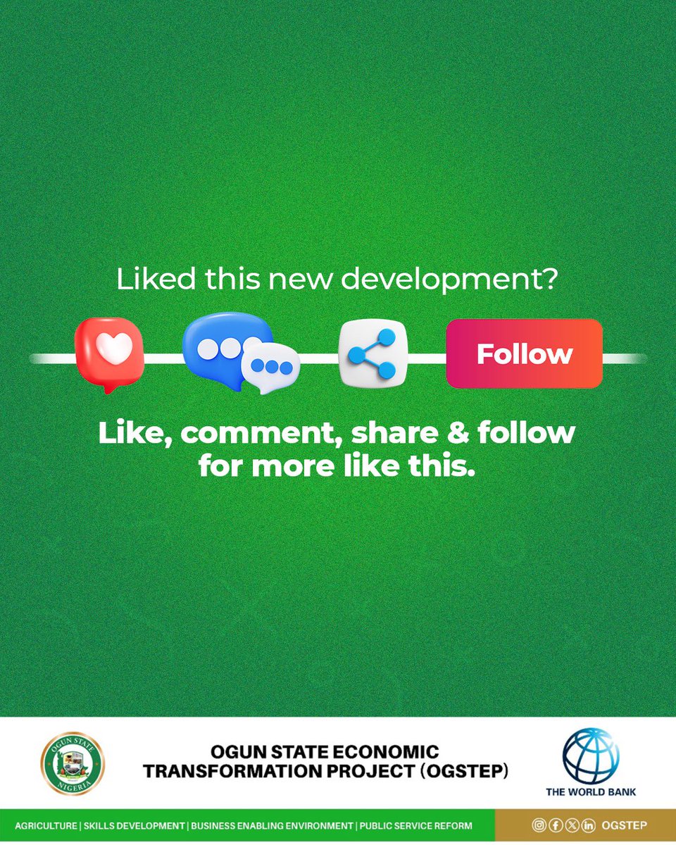 ogstep2020's tweet image. Since most farmers in Ogun shared the same struggle of unreliable rainfall, we provided the solution of reliable water pumps and irrigation equipment.

#OGSTEP #OgunState