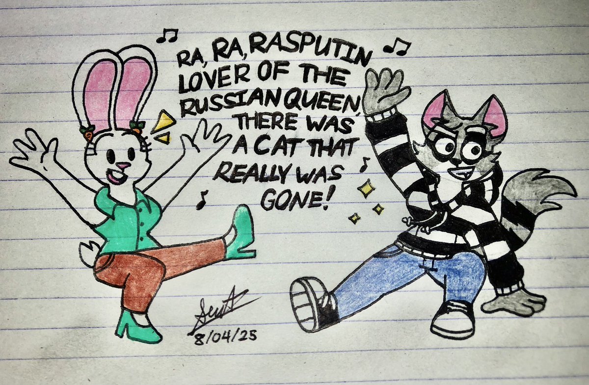 Alissa and Regina dancing to Rasputin.