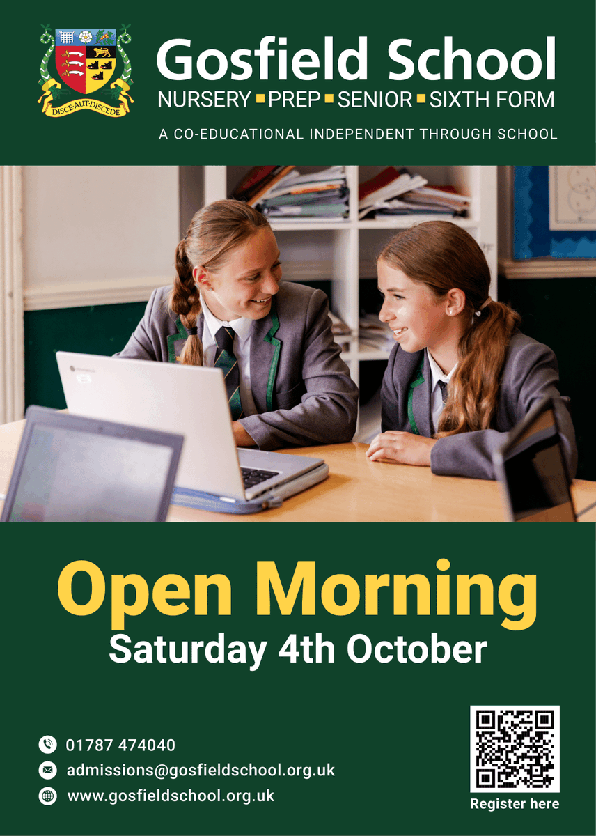 Gosfield School is looking forward to opening its doors on Saturday 4th October!

Book your space via our website now.

We look forward to meeting you!