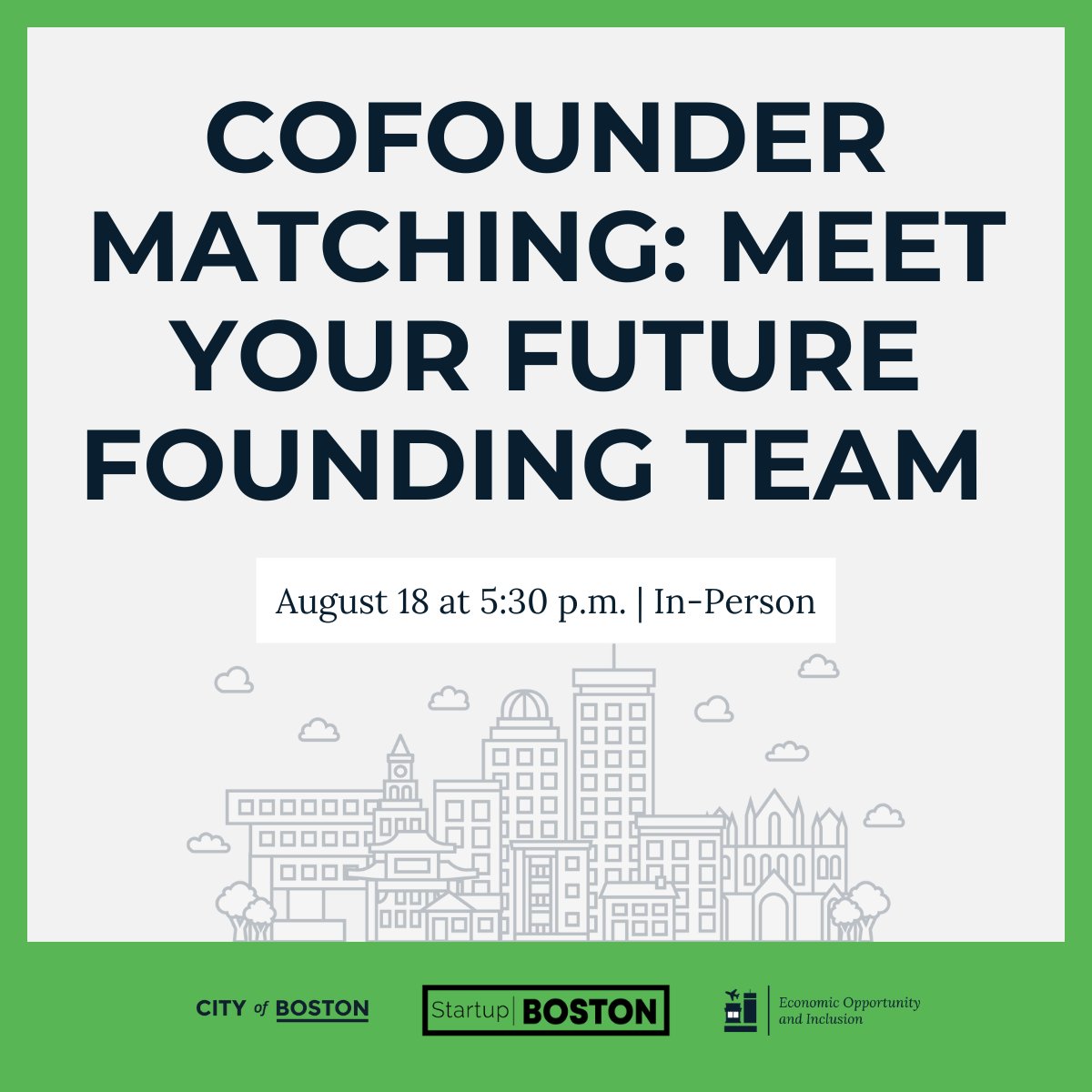 Office of Economic Opportunity & Inclusion (@bostonoeoi) on Twitter photo Join <a href="/startupBOSorg/">Startup Boston</a> and the <a href="/CityOfBoston/">City of Boston</a> for Co-founder Matching on Monday, August 18 at Boston University!
Create new relationships and get one step closer to finding that critical business partner you need on your team.
Learn more and register at: lu.ma/s4y0ujup Join <a href="/startupBOSorg/">Startup Boston</a> and the <a href="/CityOfBoston/">City of Boston</a> for Co-founder Matching on Monday, August 18 at Boston University!
Create new relationships and get one step closer to finding that critical business partner you need on your team.
Learn more and register at: lu.ma/s4y0ujup