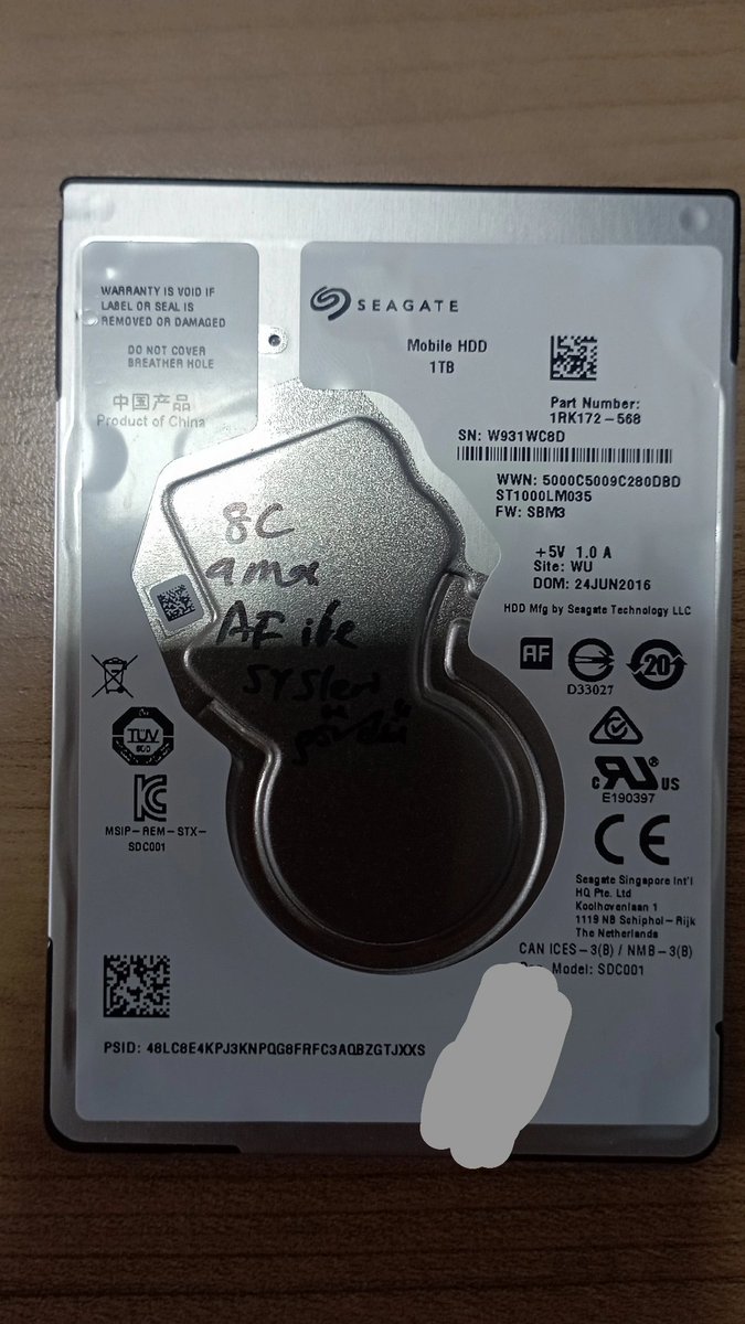 SEAGATE 1 TB
ST1000LM035

Badsector. SA da hasar var, led arızası

Badsector, at UA and SA
Led error ın terminal, 
Data recovered with own head

%99,99

Süre 3 gün

#2501449

#ankaraverikurtarma
#DigitalVeriKurtarma 
#verikurtarma
#hddverikurtarma 
#datarecoveryinturkey