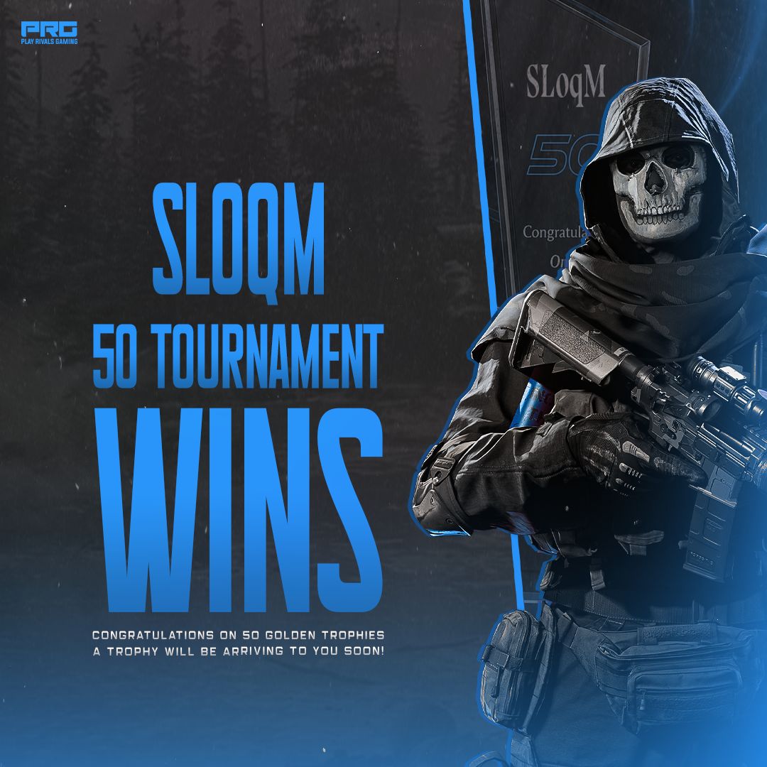 Congratulations on 50 tournament wins, a massive achievement by <a href="/iSLoqM/">SLoqM</a>!

To mark the moment, a custom, personalised PRG trophy is being sent straight to your door.🏆

 مبروك <a href="/iSLoqM/">SLoqM</a> بالفوز بخمسين بطولة!

للإحتفال بهذه المناسبة، سيتم إرسال كأس مصمّم PRG مباشرةً إلى منزلك.🏆