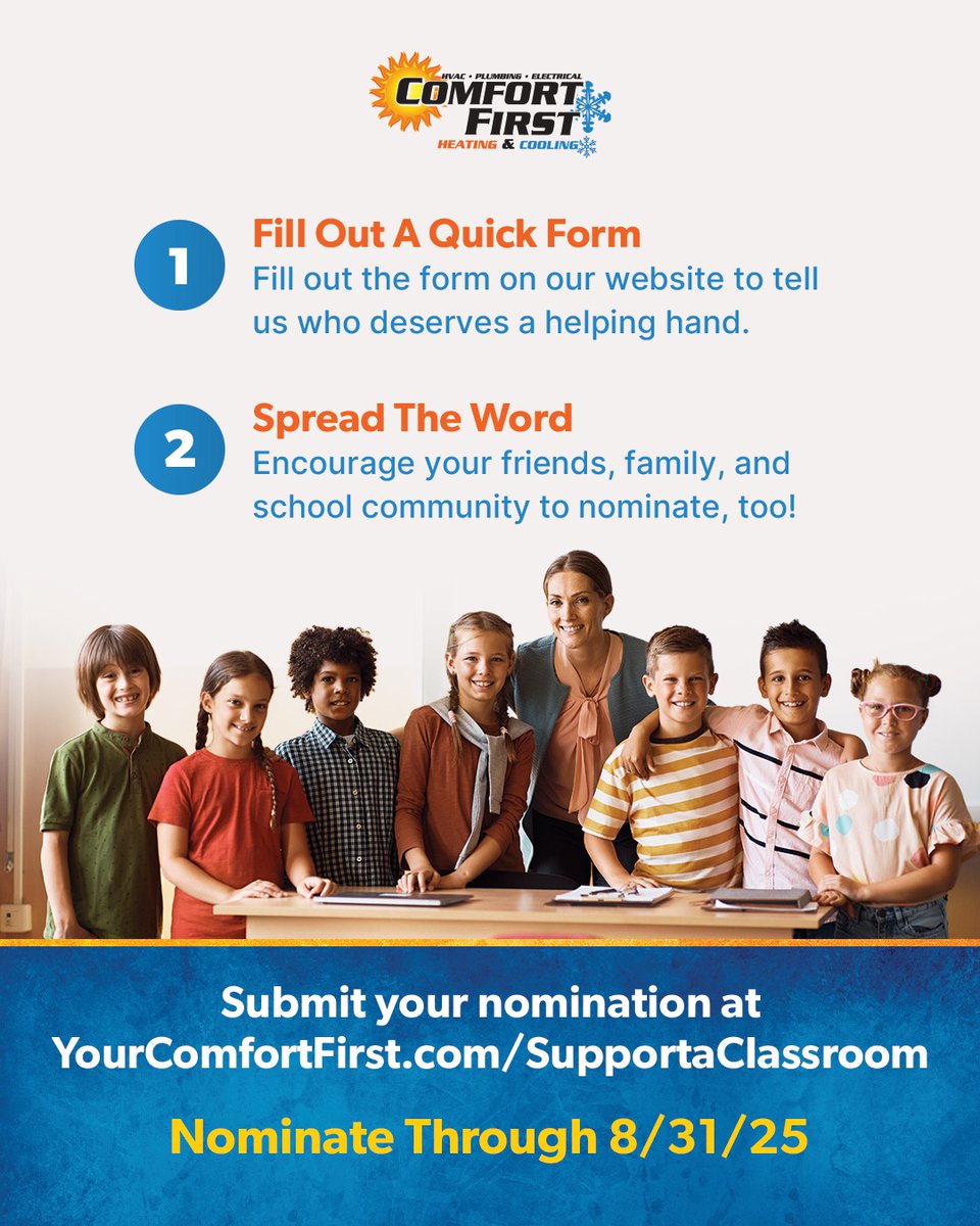 comfortfirstnc's tweet photo. Teachers give so much, now it’s our turn to give back. Comfort First is funding local classroom wish lists!

Visit https://t.co/o8HOemRboN to learn more! https://t.co/KOnSPyHY4U