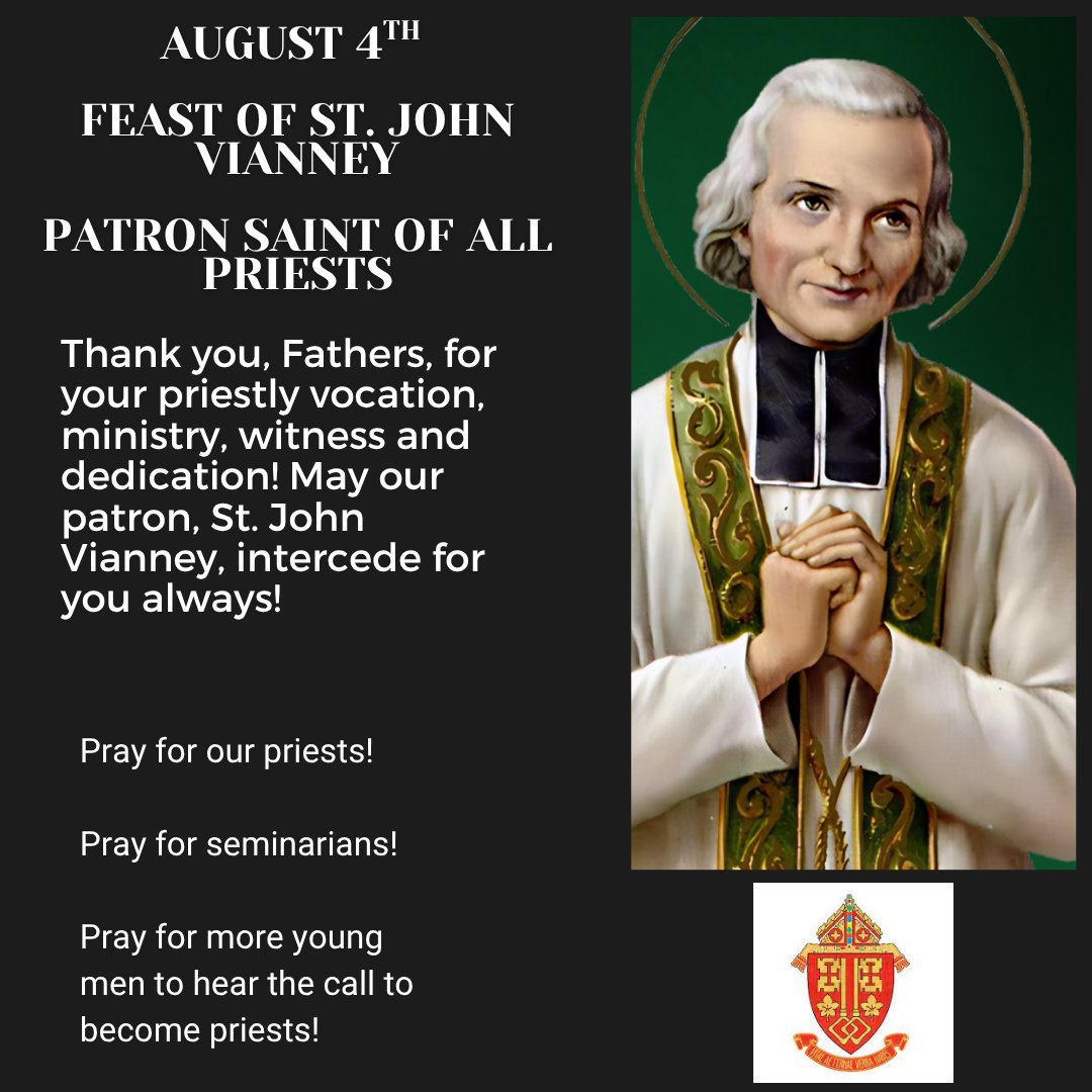 Today is the Feast Day of St. John Vianney, who was declared the Patron Saint of Parish Priests by Pope Piux X in 1925. Please take some time today to remember and pray for all of the parish priests whose service has graced your life and the lives of loved ones.