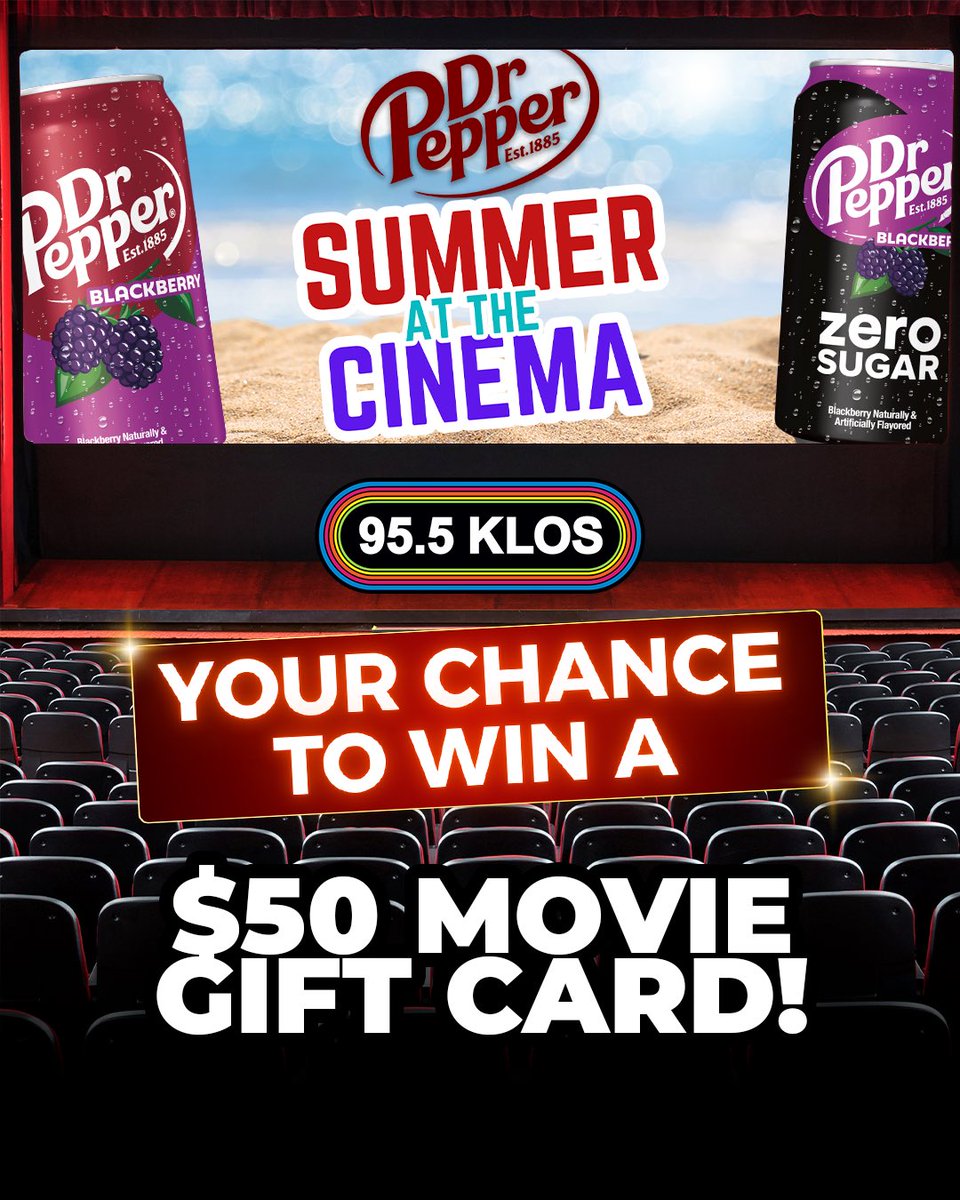 Chill days, hot plays 🎬✨ KLOS x Dr Pepper are hooking YOU and your crew up with tickets to the movies! Follow, like, tag 3 crew members you'd take—and you could be chilling at the hottest new flick this week! 955klos.com/drpepper/
