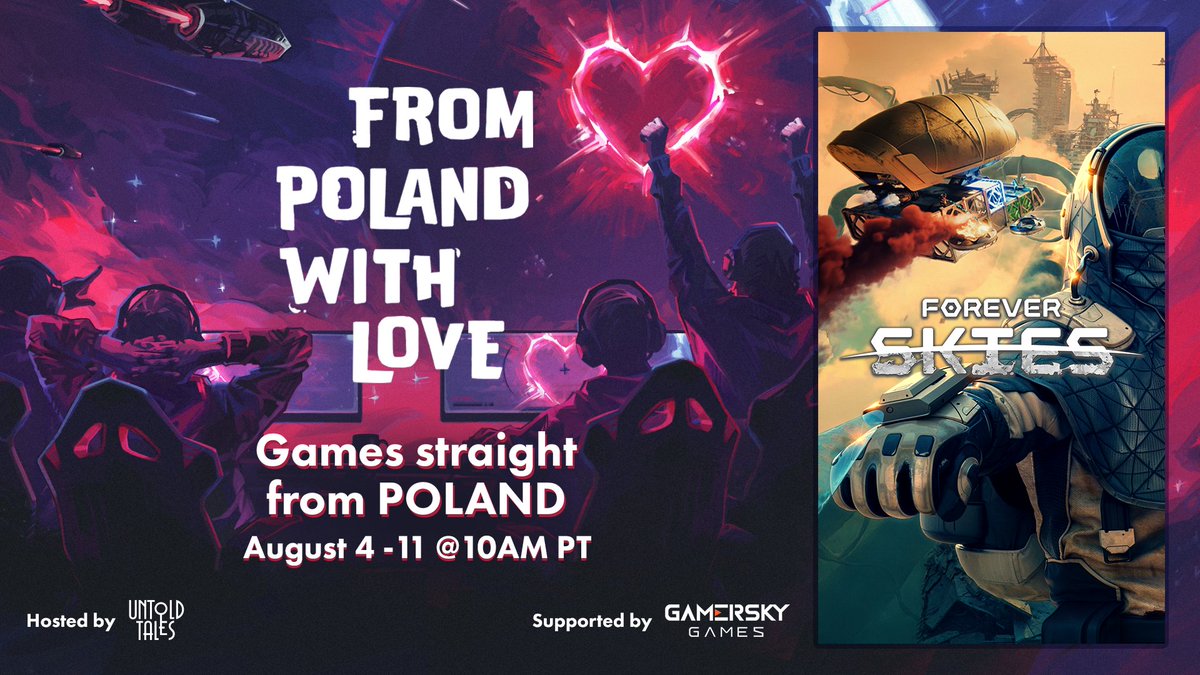 Forever Skies | OUT NOW! (@flyforeverskies) on Twitter photo We're part of the "From Poland With Love" event on Steam, which just went live! 🇵🇱
There are discounts, demos, and a bunch of upcoming gems to check out 💯
So go take a look and show some love for Polish game devs! 🙌
#FromPolandWithLove2025 #FPWL25 <a href="/UntoldTalesHQ/">Untold Tales</a> We're part of the "From Poland With Love" event on Steam, which just went live! 🇵🇱
There are discounts, demos, and a bunch of upcoming gems to check out 💯
So go take a look and show some love for Polish game devs! 🙌
#FromPolandWithLove2025 #FPWL25 <a href="/UntoldTalesHQ/">Untold Tales</a>