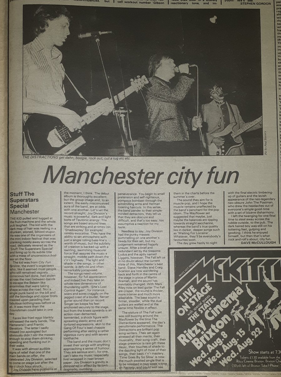 Joy Division, The Fall, Distractions and John The Postman's gig in Manchester reviewed by Dave McCullough in Sounds 4th, August 1979. Pic by Paul Slattery. <a href="/JDNOPICS/">Joy Division & New Order Pics</a> <a href="/JD_Central/">Joy Division Central</a> <a href="/joydivisionBook/">joydivisionBook</a>
<a href="/joydivision/">Joy Division</a> <a href="/stephenpdmorris/">stephen morris</a> <a href="/peterhook/">Peter Hook</a>
<a href="/TheFallinFives/">The Fall in Fives</a> <a href="/DistractionsMcr/">The Distractions</a>