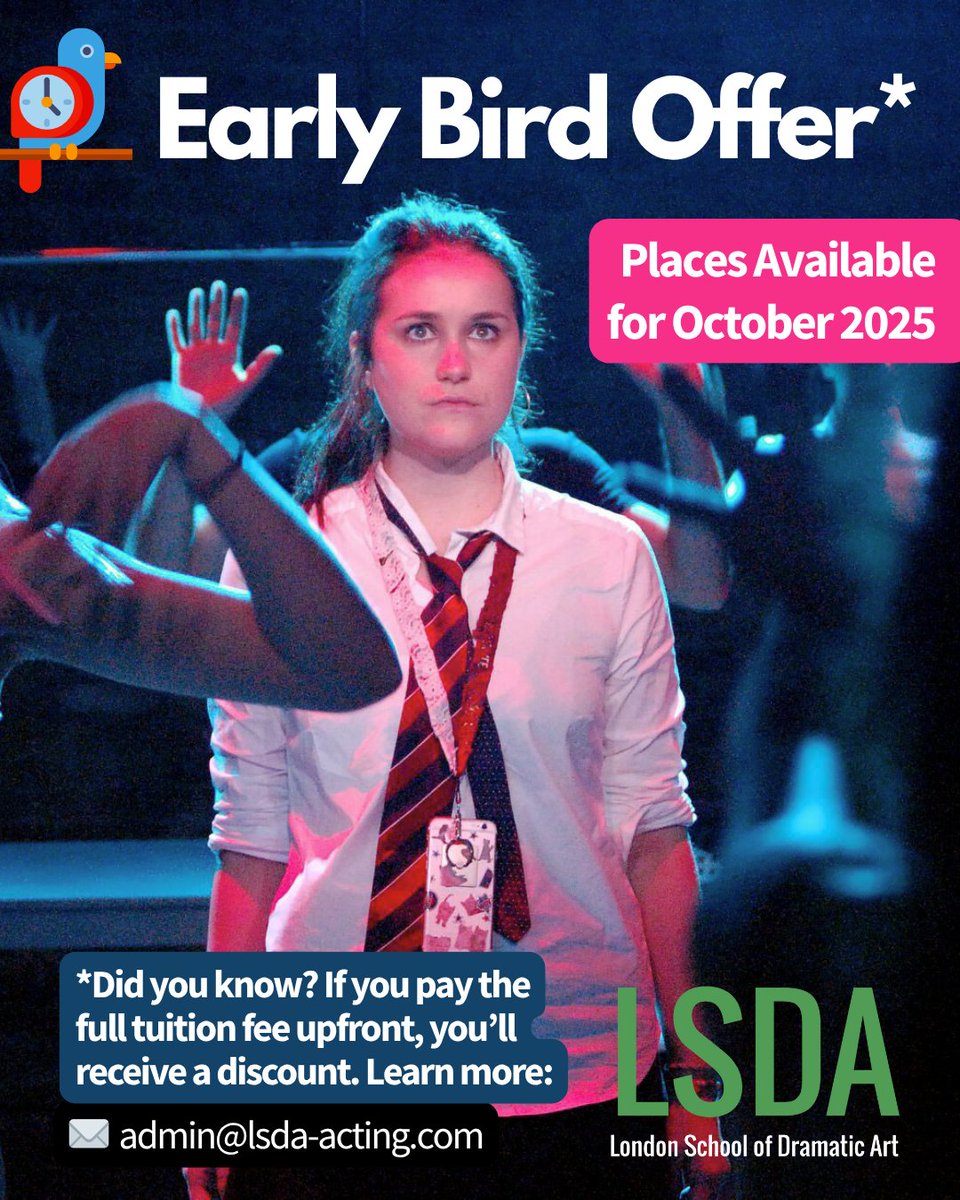Monday blues? More like Monday good news! 🎭✨
Pay your full tuition upfront and get a discount — making professional acting training even more accessible at LSDA. Start your journey by applying today: lsda-acting.com/courses ✉️ admin@lsda-acting.com