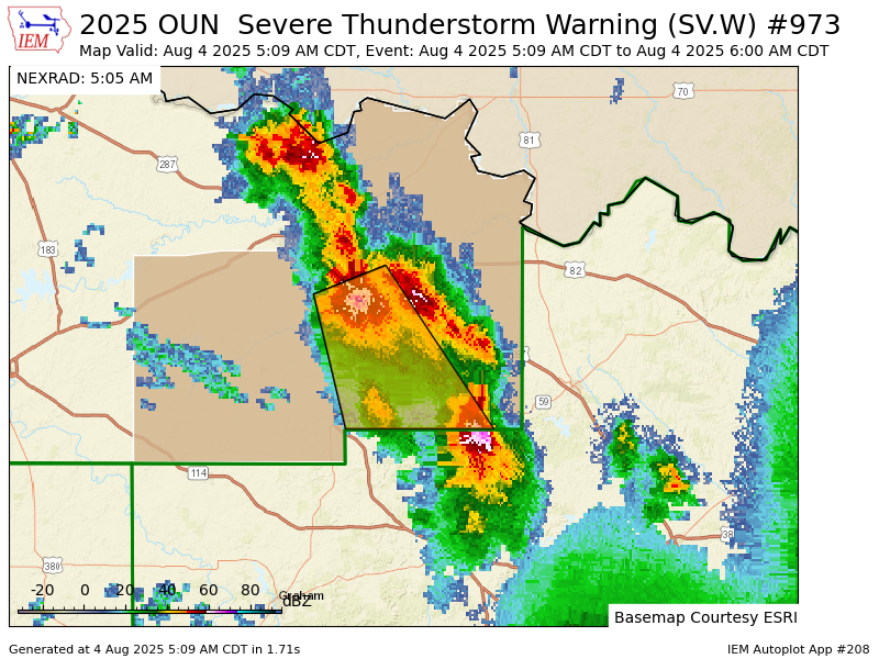 OUN issues Severe Thunderstorm Warning [wind: 60 MPH (RADAR INDICATED), hail: 1.00 IN (RADAR INDICATED)] for Archer, Clay [TX] till 6:00 AM CDT mesonet.agron.iastate.edu/vtec/f/2025-O-…