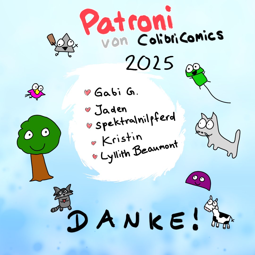 Ich bedanke mich herzlichst bei allen, die Colibri Comics unterstützen! Es ist schön zu wissen, dass ihr dabei seid. Zusammen macht das alles viel mehr Spaß :)

patreon.com/colibricomics #Patreon