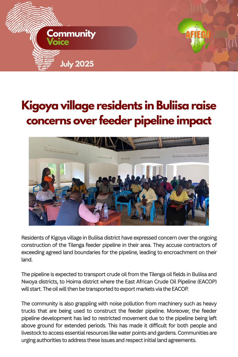 otimg256's tweet photo. Indigenous people of Kigoya village in Buliisa have raised concerns over @EACOP_ feeder pipeline impacts that is tearing through forests and blocking roads hence disrupting  livelihoods. Together, let's stand together for Climate Justice. #StopEACOP
#ClimateJusticeNow
#ActInTime https://t.co/b0KlIuFae8