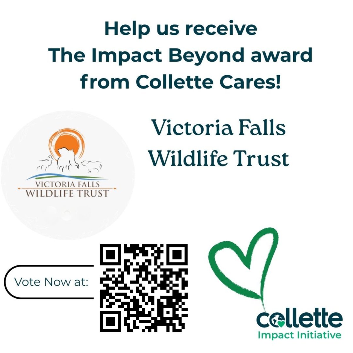 Here’s how to vote:
Go to: shorturl.at/zCEqr
Select “Victoria Falls Wildlife Trust”
Click “Choose”
OR SCAN QR CODE IN THE IMAGE.