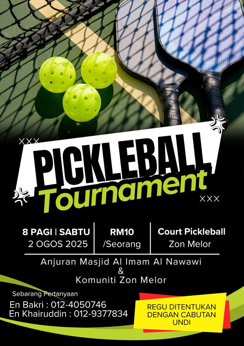 Muhd_OMAR33's tweet photo. Selesai dah tournament outdoor pickle ball, tahniah buat pemenang https://t.co/yPnkzFgKQH