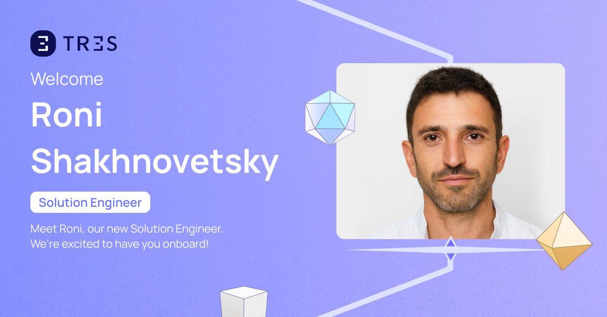 Our Customer Success team keeps leveling up. 💪

We’re excited to welcome Roni Shakhnovetsky as our new Solutions Engineer.

Roni brings experience working on complex financial systems in the digital assets space, with a deep understanding of both technology and scale. At TRES,