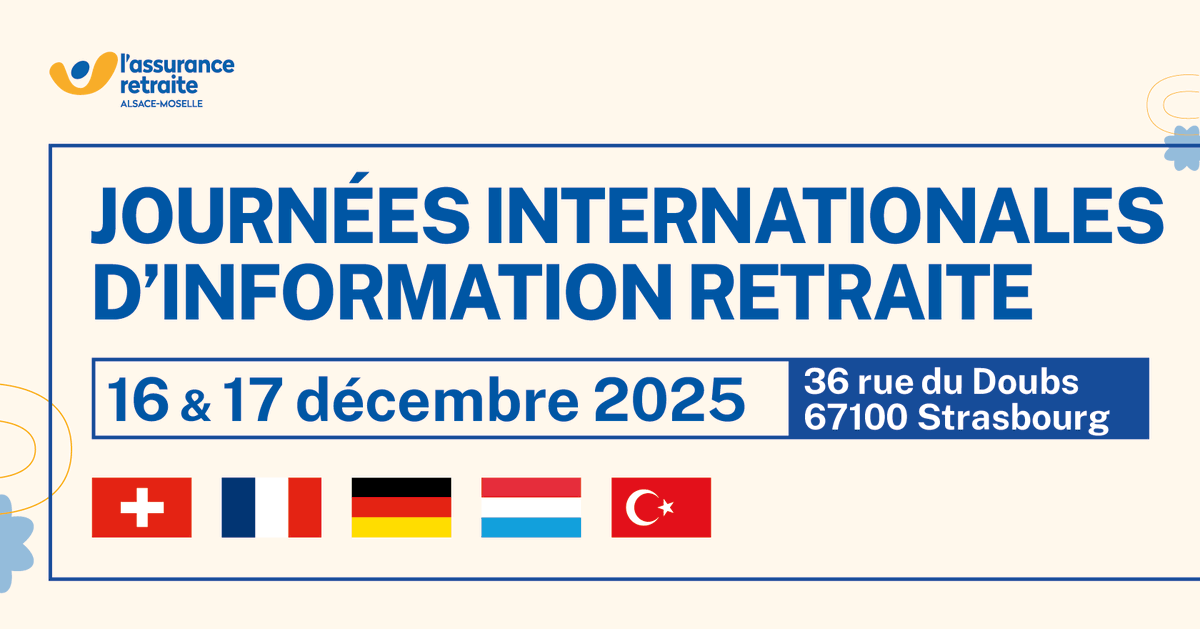 👋Vous avez travaillé en France et en Allemagne, en Suisse ou au Luxembourg ? Bonne nouvelle ! La <a href="/Carsat_AM/">Carsat Alsace-Moselle</a> organise les 16 et 17 décembre à Strasbourg des RDV avec des conseillers de ces pays et l'<a href="/AgircArrco/">Agirc-Arrco</a> 📢Inscrivez-vous dès maintenant 👉smartagenda.fr/pro/carsat-am/…