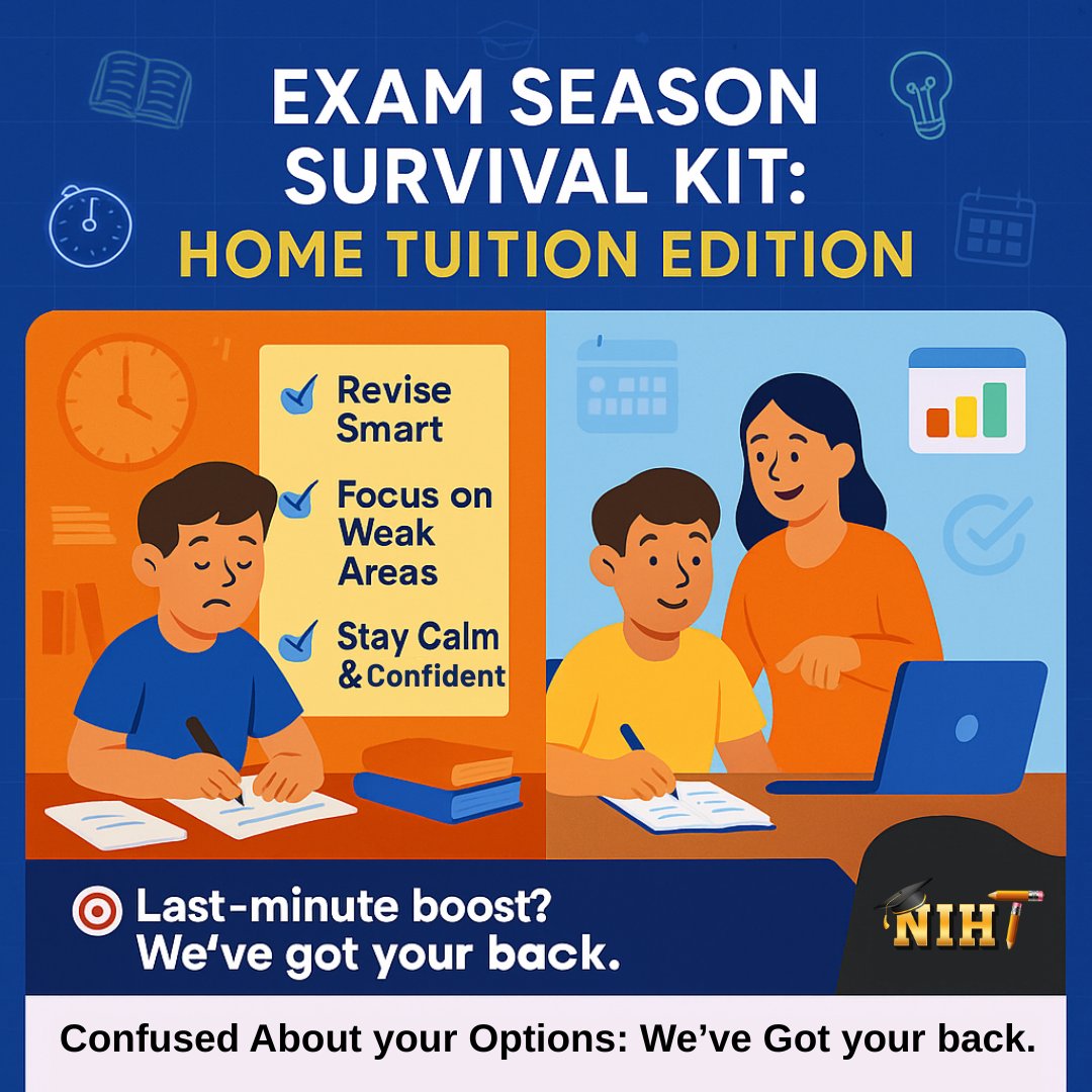 nihthometutor's tweet image. Stressed about last-minute exam prep?
NIHT’s Home Tuition Program is your ultimate exam survival kit – helping students revise smart, focus on weak areas, and stay confident under pressure.
Learn more at nihthometutor.com

#HomeTuition #ExamSupport #KolkataTutors #NIHT