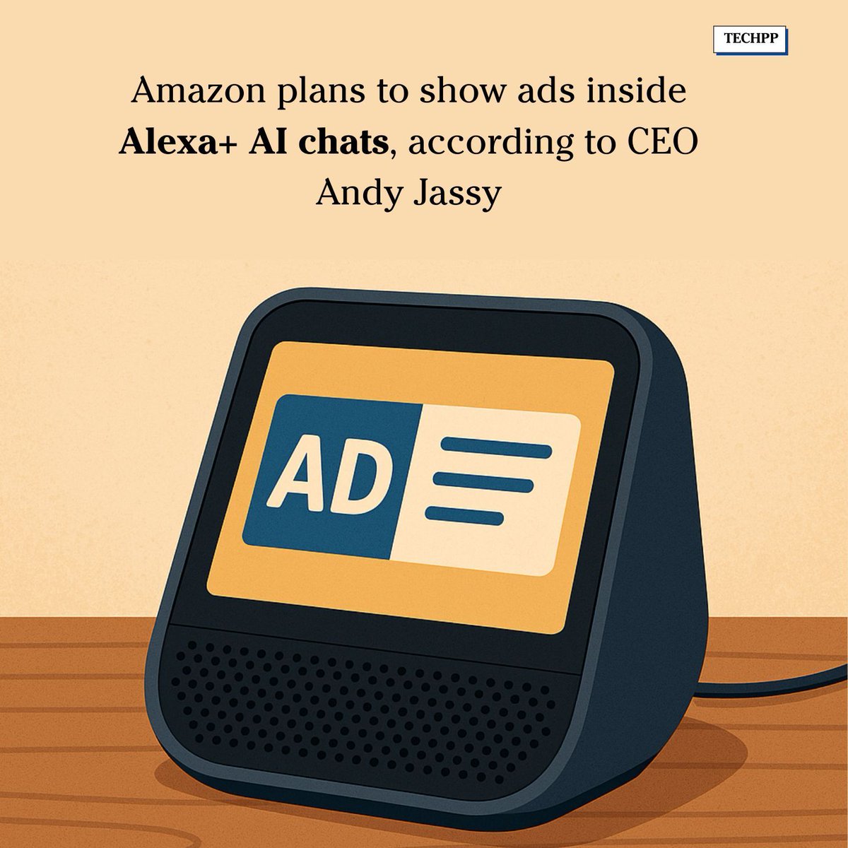 techpp's tweet image. Amazon plans to show ads inside Alexa+ AI chats, according to CEO Andy Jassy

#AlexaPlus #AmazonAI #VoiceAds #Google #Googlehome #Next