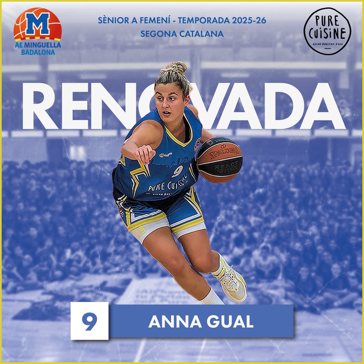 ANNA GUAL - RENOVADA

Comencem les renovacions de jugadores amb la Gual, una de les peces claus de l’equip.
Jugadora versàtil, capaç de rendir en posicions interiors o exteriors, acompanyada d’un bon tir de mitja distància. 
Feliços de tenir-te una temporada més!

Som-hi Gual💙🤍