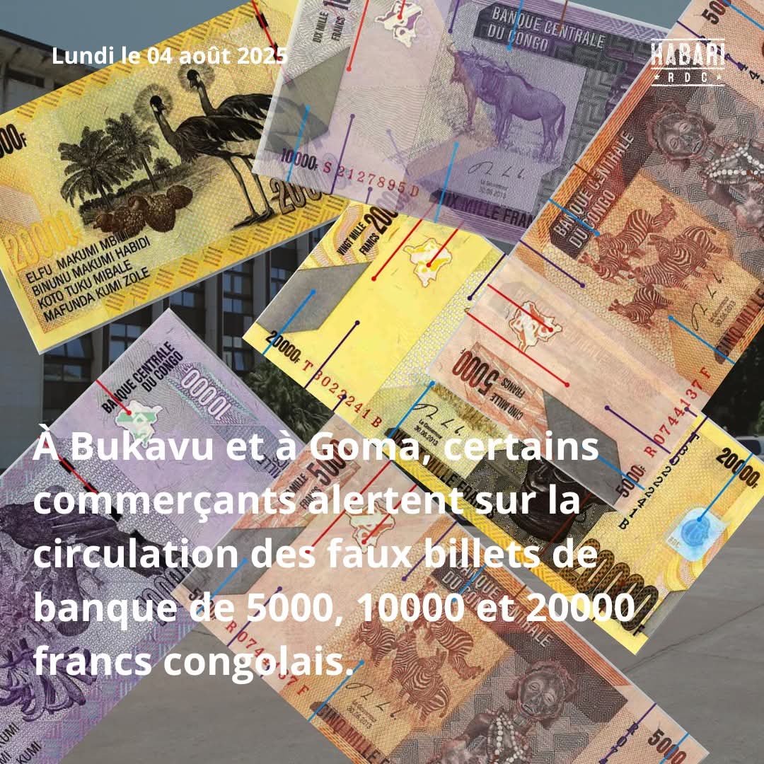 La source de cette contrebande de fausse monnaie n'est pas clairement identifiée. Un témoin consulté par Habari RDC soupçonne fortement certains pays frontaliers.

Suivre la chaîne WhatsApp de Habari RDC : whatsapp.com/channel/0029Va…