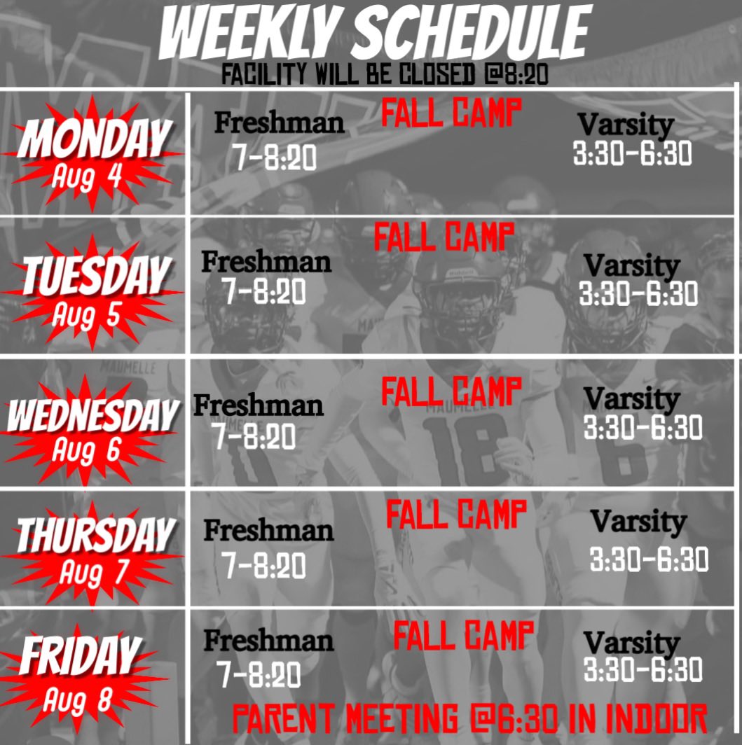 Football is HERE!!!!! Parent meeting Friday at 6:30pm in the indoor.