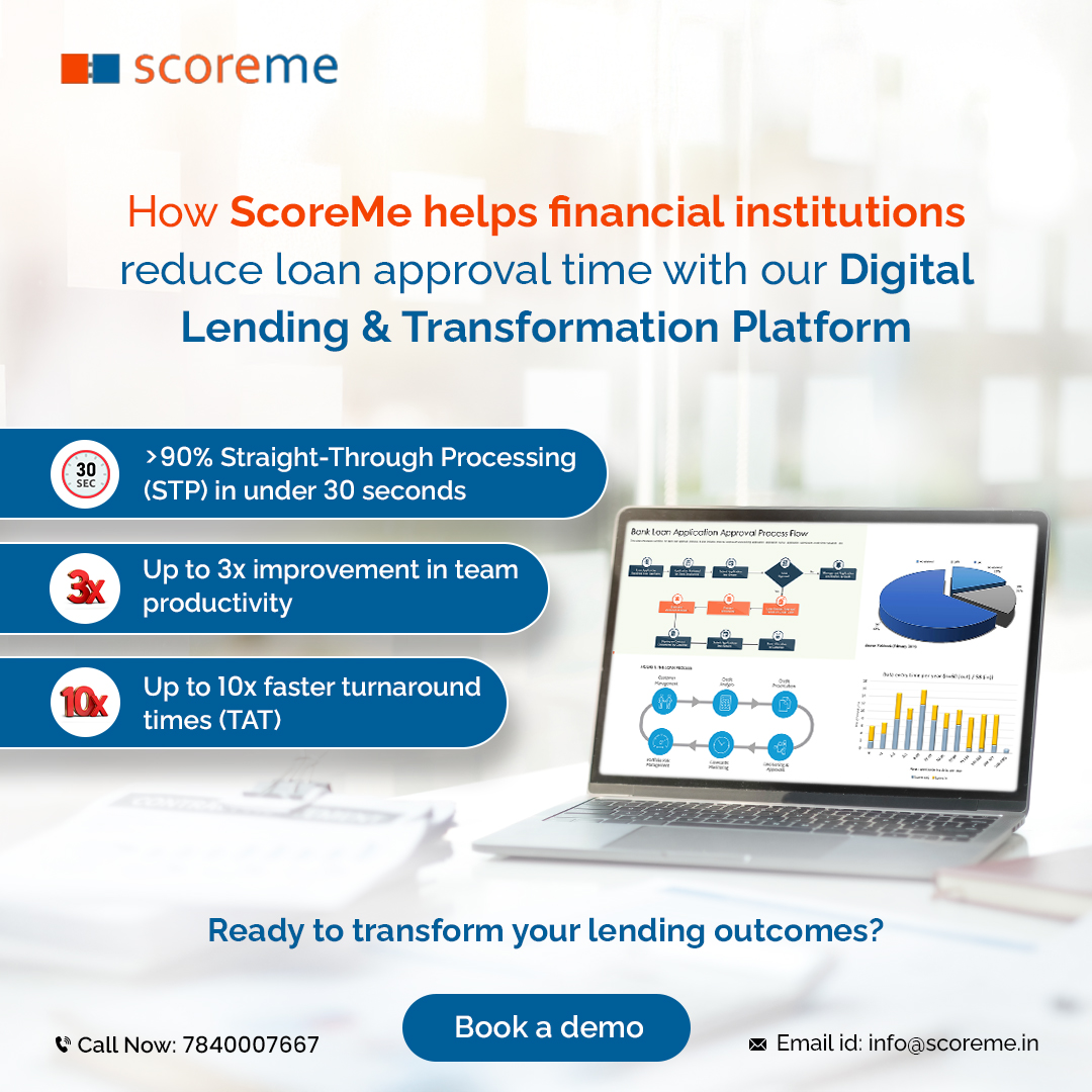 ScoremeSolution's tweet image. Legacy lending tech is not at par with modern requirements. ScoreMe’s Digital Lending Platform bridges the gap, delivering:
AI-led underwriting | Rule-based decisions | Low-code workflows
Book a demo: scoreme.in
#digitallending #scoremesolutions #fintech