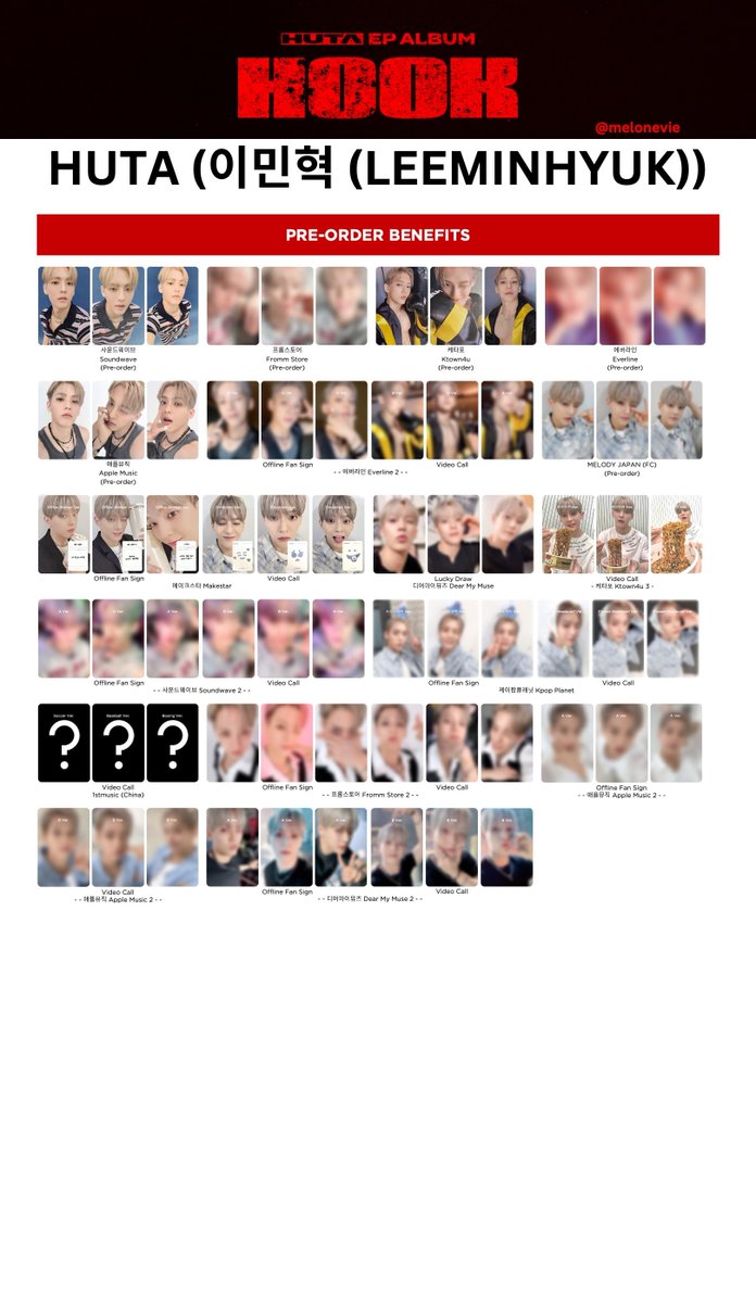 melonevie's tweet photo. HUTA (LEEMINHYUK) ‘HOOK’ Photocard Template

+ Album, SW, K4, APMU, SW2 (Listening Party), MS (FS/VC), Continued in thread

*Rearranged

HUTA HOOK 포카 리스트
허타 huta 이민혁 lee minhyuk #허타 #이민혁 #민혁 #LEEMINHYUK #MINHYUK
#HOOK #훅 #Bora https://t.co/F1Hrr35cPb