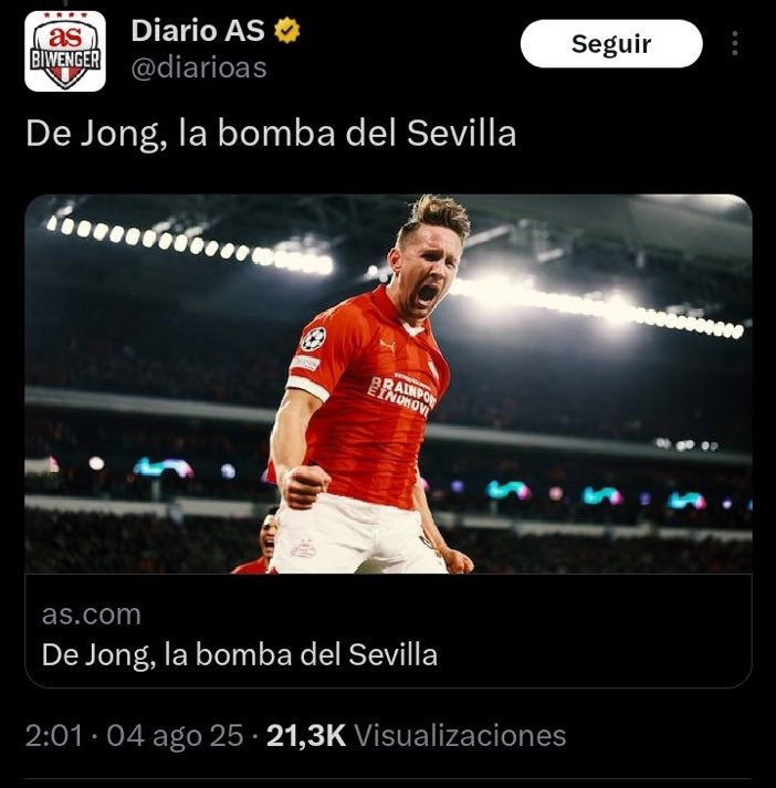 🙃 Porto announced Luuk de Jong’s signing at 6:57 PM.

At 2:01 AM, AS dropped a “breaking” story: Luuk de Jong is set to join Sevilla.

A perfect snapshot of today’s sports journalism in Spain