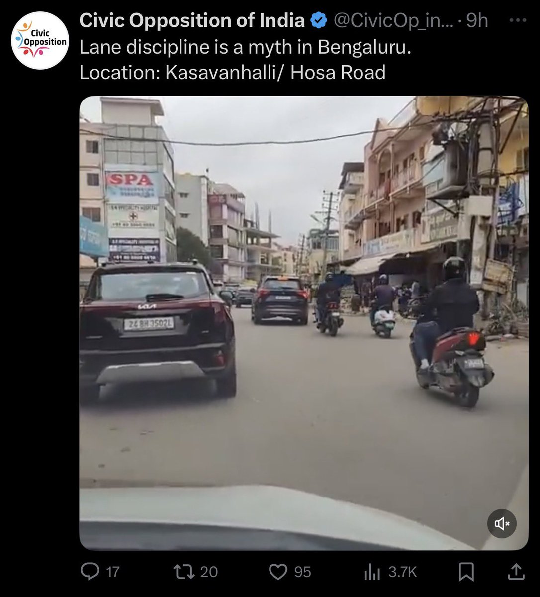 SaveBellandur(ಬೆಳ್ಳಂದೂರು ಉಳಿಸಿ) (@kdevforum) on Twitter photo We the people!
#Kasavanahalli road is a mess,not all can be monitored by <a href="/bellandurutrfps/">BELLANDURU TRAFFIC BTP</a>....however by not enforcing the culture of driving,they are rewarding offenders.
Daily, autos choke lane & block bus,cab follow them,then others follow since auto got rewarded w/o penalty! We the people!
#Kasavanahalli road is a mess,not all can be monitored by <a href="/bellandurutrfps/">BELLANDURU TRAFFIC BTP</a>....however by not enforcing the culture of driving,they are rewarding offenders.
Daily, autos choke lane & block bus,cab follow them,then others follow since auto got rewarded w/o penalty!
