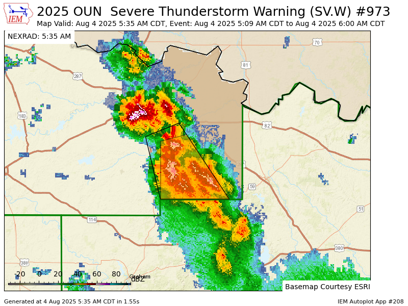 OUN updates Severe Thunderstorm Warning [wind: 60 MPH (RADAR INDICATED), hail: 1.00 IN (RADAR INDICATED)] (cancels Archer [TX], continues Clay [TX]) till 6:00 AM CDT mesonet.agron.iastate.edu/vtec/f/2025-O-…