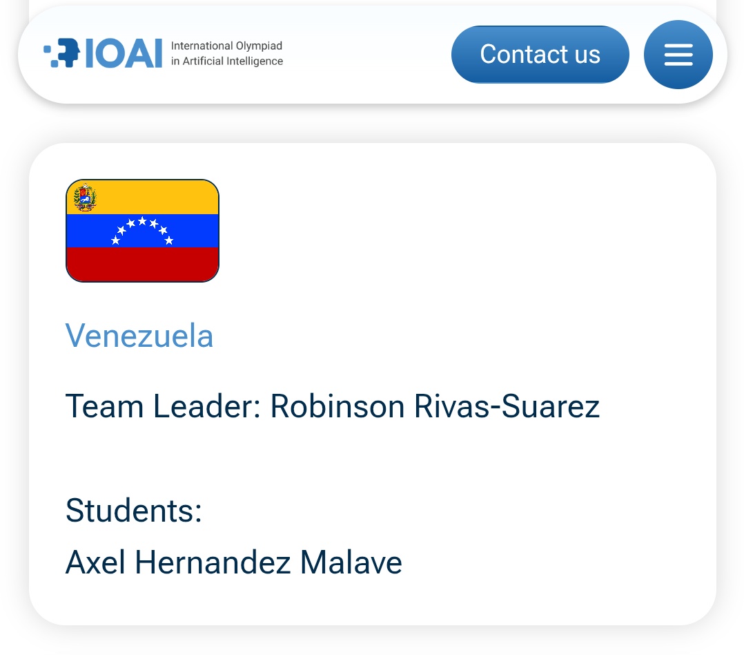 En Beijing se realiza la 2da Olimpiada Internacional de Inteligencia Artificial y por Venezuela está Axel Hernández, de 14 años, con su entrenador Robinson Rivas, director de la escuela de computación de la UCV. #IOAI2025 ioai-official.org