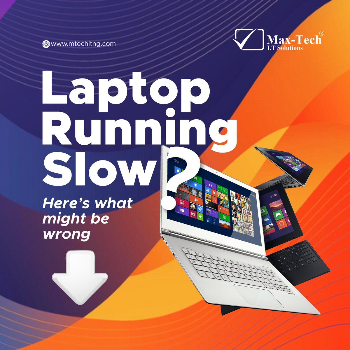 mtechitng's tweet image. ..
If your laptop is running slow, then these may be the reasons. 
..
-Too many startup apps
-Low RAM
-Full/failing hard drive
-Outdated software
-Malware/bloatware
..
Want details? Click the link in our bio to read our blog.
..
#maxtech 
#itproblems
#computerrepairservices