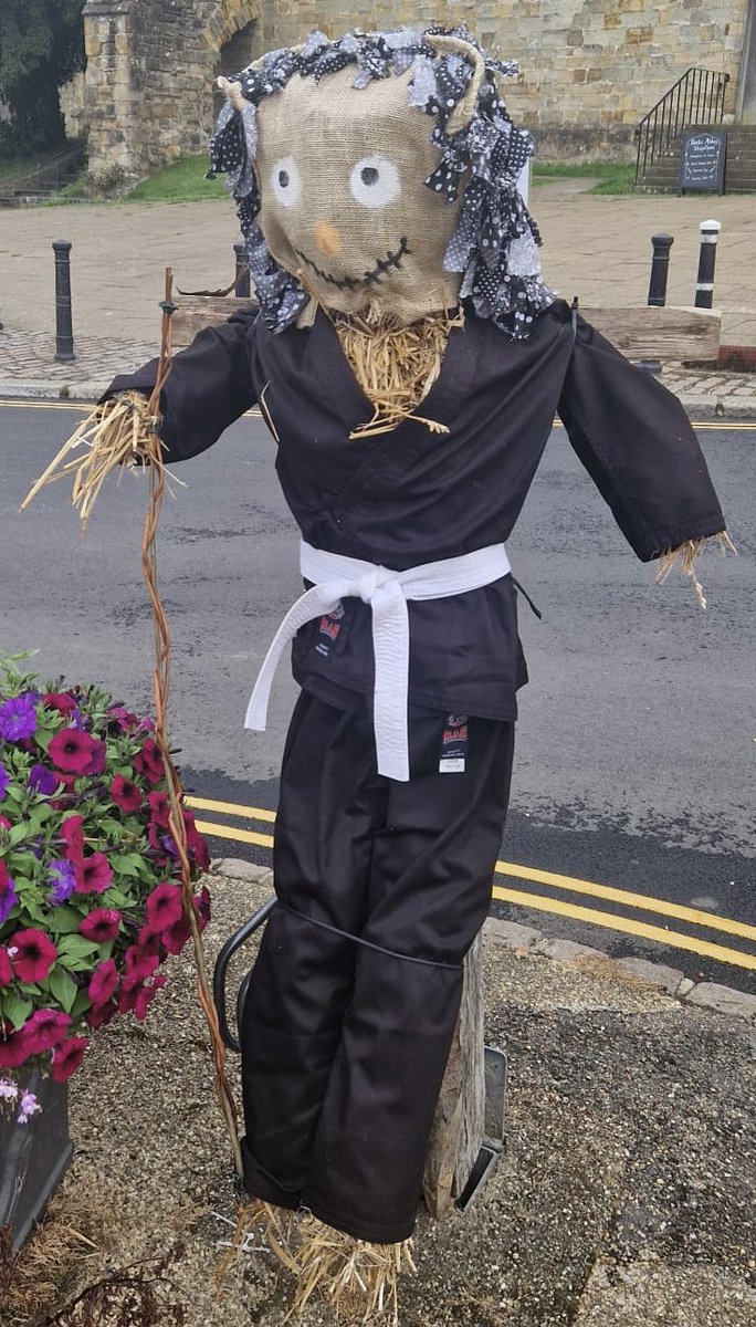 A friend found some scarecrows while on holiday so I thought we’d share to give you some ideas 😊 
St George and horse, a park runner, bollards and martial artist