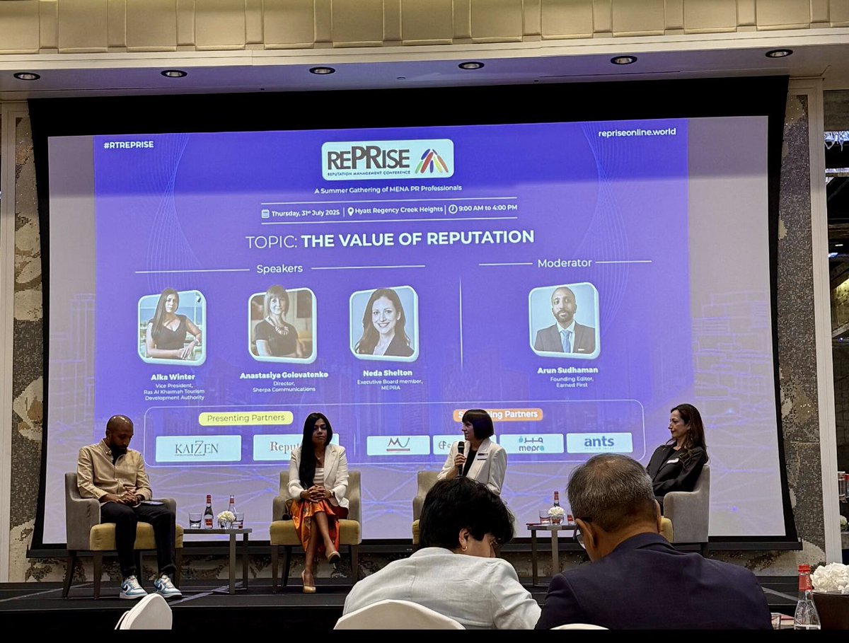 Proud to join the first Reprise Dubai, where our PR Director Anastasiya Golovatenko shared insights on the evolving role of reputation in the region.

Thanks to Amith Prabhu, Arun Sudhaman, Ameeta Vadhera, <a href="/MEPRA_org/">MEPRA</a> &amp; everyone who made it a standout event.

#SherpaCommunications