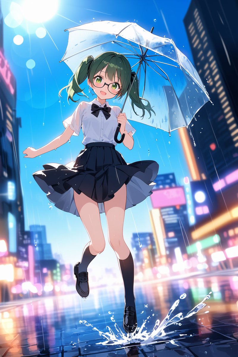 #AI夏来たりて百華アリ　

素敵なイベント開催ありがとうございます！『Summer rain』に参加させていただきます。

雨の日も楽しんじゃお！😆☔️