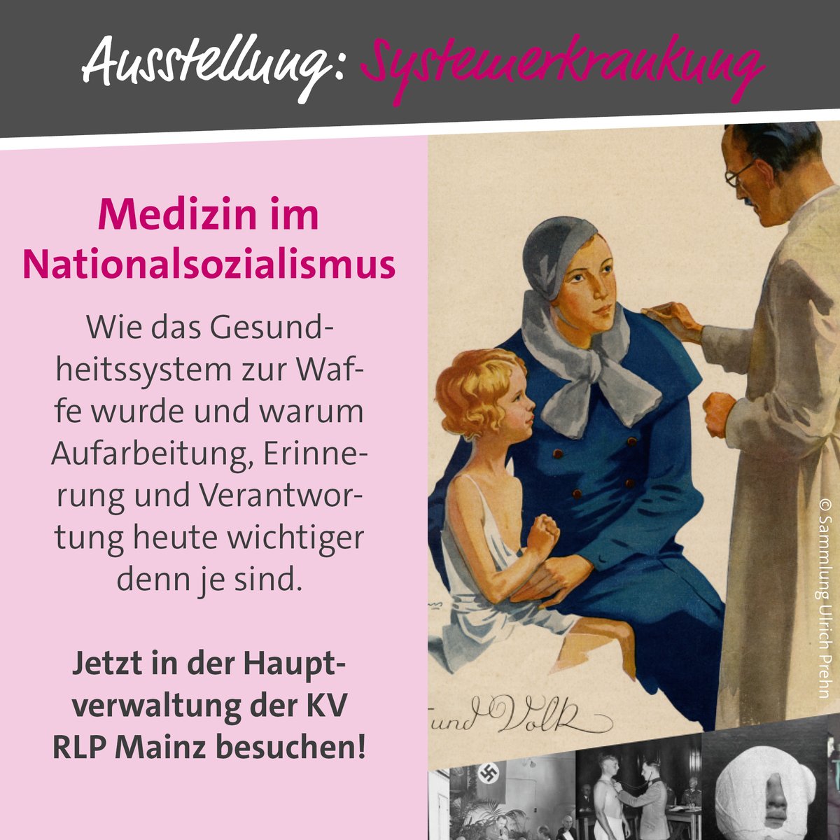 KV Rheinland-Pfalz (@kv_rlp) on Twitter photo „Systemerkrankung“ – Wanderausstellung in Mainz 🏥📚 Vom 4. August bis 3. September 2025 zeigt die KV RLP die Ausstellung zur Rolle der Medizin im Nationalsozialismus.📍 KV RLP, Isaac-Fulda-Allee 14 ℹ️ systemerkrankung.de <a href="/kbv4u/">Kassenärztliche Bundesvereinigung (KBV)</a> „Systemerkrankung“ – Wanderausstellung in Mainz 🏥📚 Vom 4. August bis 3. September 2025 zeigt die KV RLP die Ausstellung zur Rolle der Medizin im Nationalsozialismus.📍 KV RLP, Isaac-Fulda-Allee 14 ℹ️ systemerkrankung.de <a href="/kbv4u/">Kassenärztliche Bundesvereinigung (KBV)</a>