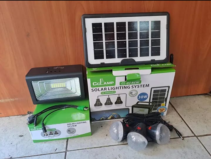 30watts SOLAR CHARGING EMERGENCY HOME KIT.

✅️Has a Solar Panel.
✅️3Bulbs.
✅️Portable Indoor Lamp/Floodlight. 
✅️Multi-Charger for Phone Charging.
✅️Has Study Lamp 
✅️Lasting 10-30 hours when fully charged. 

Now Kshs3,000/=

wa.me/+254754212159