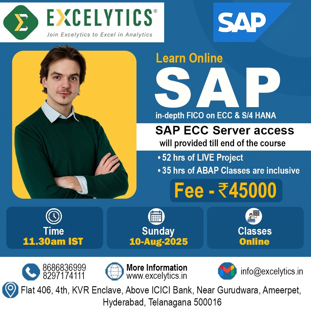 excelytics_info's tweet image. Hi,

Hope you are doing well, wanted to keep you posted that we have Demo session SAP FICO on 10-Aug-2025 between 11:30AM-02:00PM by Mr. Naveen 

 Registration Link : forms.gle/sKoE3RXg86kVcg…

 Zoom Link : excelytics.info/SAP-Fico

 Note : Online Only