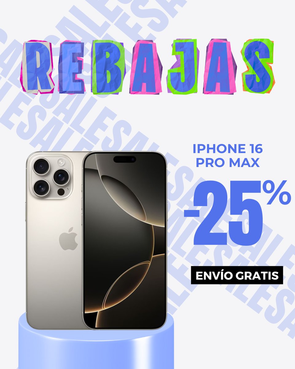 iPhone 16 Pro Max👀

¡-25% de descuento + envío gratis! 🚚📱

El móvil que lo tiene TODO: potencia, cámara, diseño.👌

No lo dejes escapar ⬇️

👉 buff.ly/kwARtrw

#iPhone16ProMax #RebajasAllzone #OfertasTech