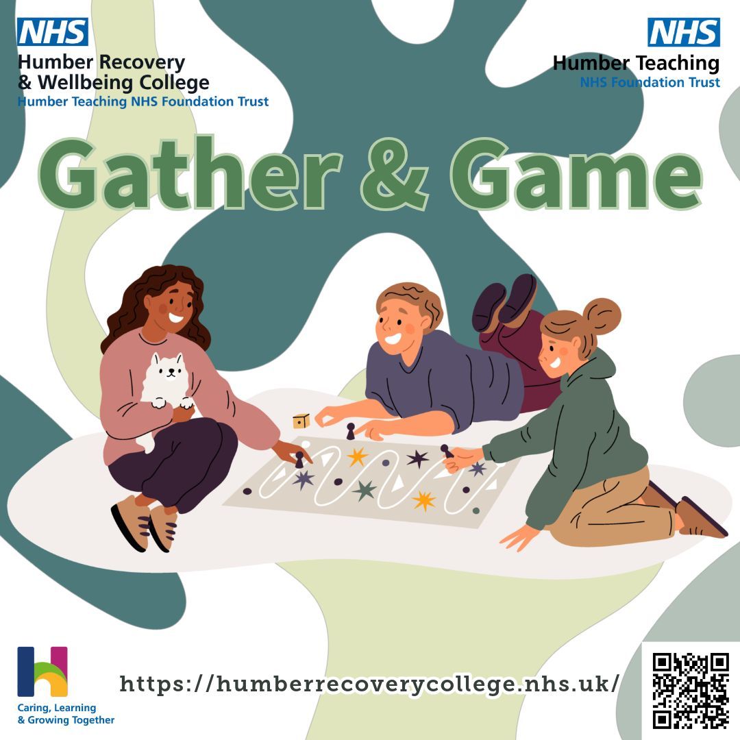 Our weekly Gather and Game session is open to anyone who wants to come and play some games and build some friendships in a relaxed atmosphere with like-minded people. 

For more information and to book your place, visit our website: humberrecoverycollege.nhs.uk 

#GatherAndGame