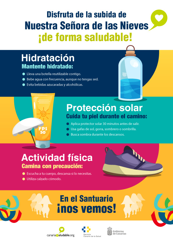 📌Sanidad recuerda las recomendaciones de salud de cara a la Subida de la Virgen de las Nieves.

(Sigue👇🏽)
