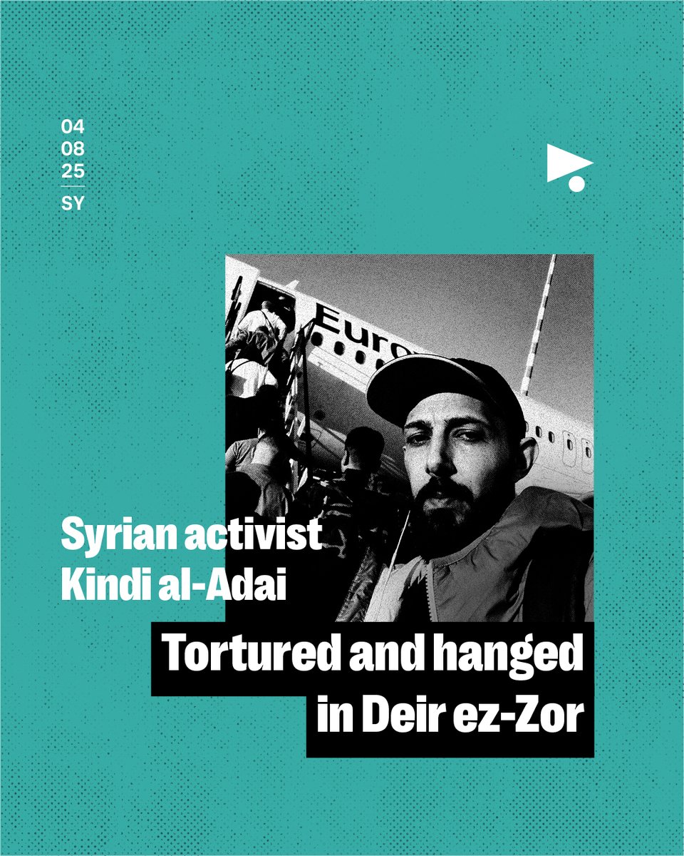 Kindi al-Adai, a Syrian activist and journalist born in Deir ez-Zor in 1992, was found hanged in his home in the Al-Joura neighborhood yesterday, with his body showing clear signs of beating and torture. The province’s security agencies did not release any details about the