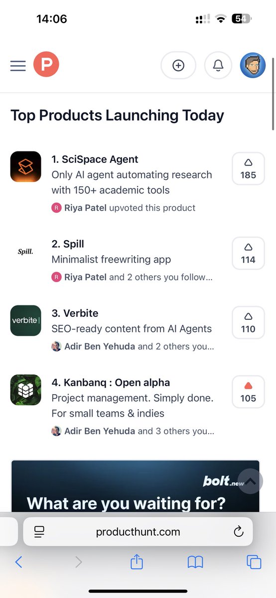Kanbanq is launching on <a href="/ProductHunt/">Product Hunt 😸</a> and we’re in the top 4!