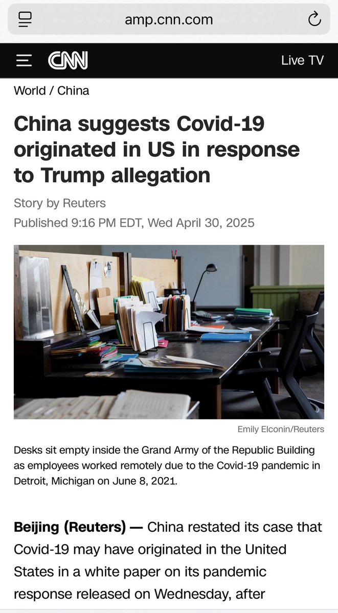 China says it has 'substantial evidence' that proves COVID-19 originated in the US not Wuhan! 

Threatening the US Deep State of joint collaboration they did to develop COVID - 19 with US FDA, NIH &amp; Pentagon. 
Calls for global investigations to shift focus on originator of COVID