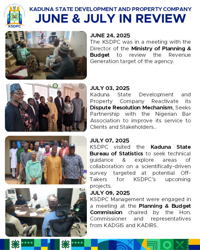 KSDPCLtd's tweet photo. #InReview
Explore a snapshot of what were the months of June/July, 2025 at the Kaduna State Development and Property Company
#buildingsustainablehabitats
Signed
Saminu Gwadah
Ag. Head, Public Relations
04/08/25 https://t.co/bnyCGfCY9v