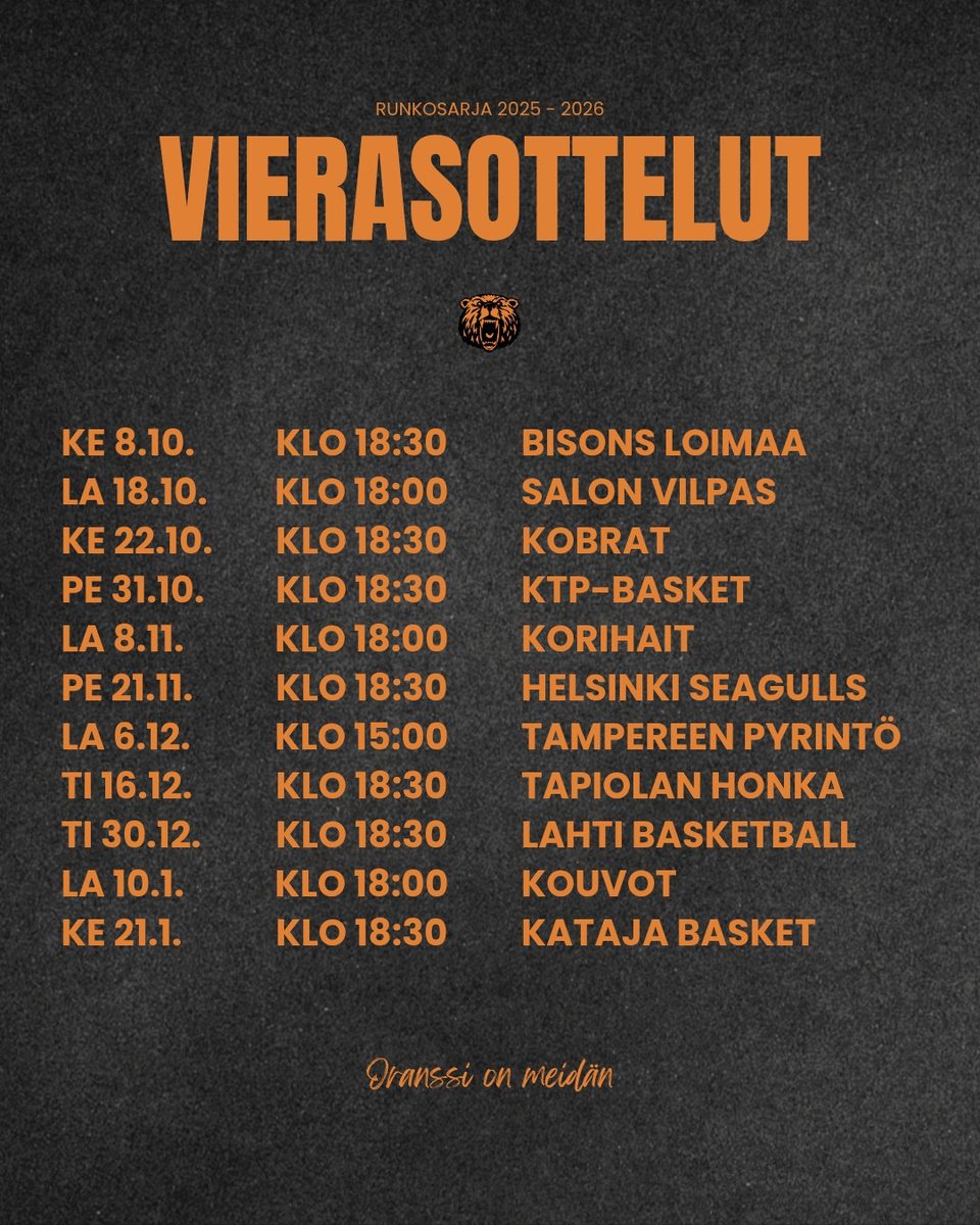 Meidän otteluohjelma!

#korisliiga